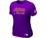 Women MLB Cleveland Indians Nike Purple Short Sleeve Practice T-Shirt