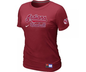 Women MLB Cleveland Indians Nike Red Short Sleeve Practice T-Shirt