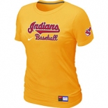 Women MLB Cleveland Indians Nike Yellow Short Sleeve Practice T-Shirt