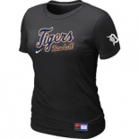 Women MLB Detroit Tigers Nike Black Short Sleeve Practice T-Shirt