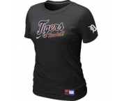 Women MLB Detroit Tigers Nike Black Short Sleeve Practice T-Shirt