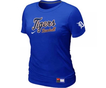 Women MLB Detroit Tigers Nike Blue Short Sleeve Practice T-Shirt