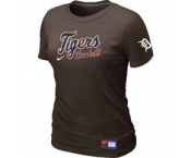 Women MLB Detroit Tigers Nike Brown Short Sleeve Practice T-Shirt