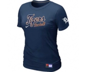 Women MLB Detroit Tigers Nike D.Blue Short Sleeve Practice T-Shirt