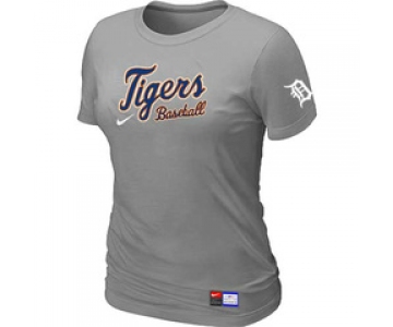 Women MLB Detroit Tigers Nike L.Grey Short Sleeve Practice T-Shirt