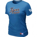 Women MLB Detroit Tigers Nike L.blue Short Sleeve Practice T-Shirt