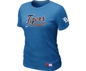 Women MLB Detroit Tigers Nike L.blue Short Sleeve Practice T-Shirt