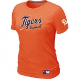 Women MLB Detroit Tigers Nike Orange Short Sleeve Practice T-Shirt