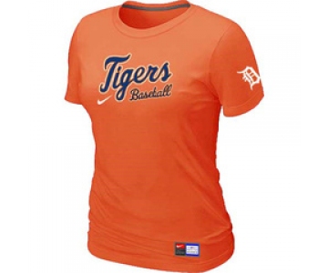 Women MLB Detroit Tigers Nike Orange Short Sleeve Practice T-Shirt