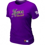 Women MLB Detroit Tigers Nike Purple Short Sleeve Practice T-Shirt