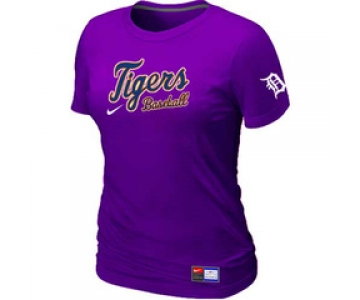 Women MLB Detroit Tigers Nike Purple Short Sleeve Practice T-Shirt