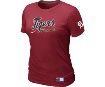 Women MLB Detroit Tigers Nike Red Short Sleeve Practice T-Shirt