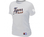 Women MLB Detroit Tigers Nike White Short Sleeve Practice T-Shirt