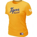 Women MLB Detroit Tigers Nike Yellow Short Sleeve Practice T-Shirt