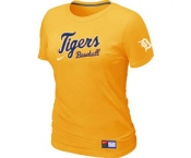 Women MLB Detroit Tigers Nike Yellow Short Sleeve Practice T-Shirt