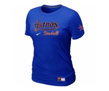 Women MLB Houston Astros Blue Nike Short Sleeve Practice T-Shirt