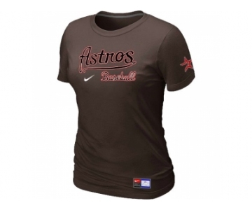 Women MLB Houston Astros Brown Nike Short Sleeve Practice T-Shirt