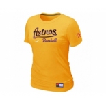 Women MLB Houston Astros Yellow Nike Short Sleeve Practice T-Shirt