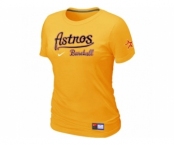 Women MLB Houston Astros Yellow Nike Short Sleeve Practice T-Shirt