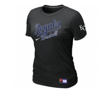 Women MLB Kansas City Royals Black Nike WShort Sleeve Practice T-Shirt