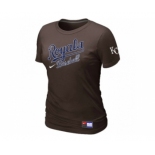 Women MLB Kansas City Royals Brown Nike Short Sleeve Practice T-Shirt