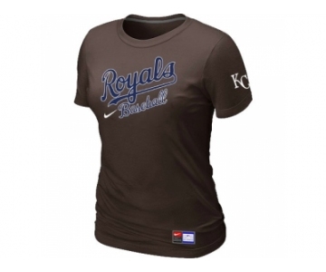 Women MLB Kansas City Royals Brown Nike Short Sleeve Practice T-Shirt