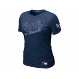 Women MLB Kansas City Royals D.Blue Nike Short Sleeve Practice T-Shirt