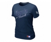 Women MLB Kansas City Royals D.Blue Nike Short Sleeve Practice T-Shirt