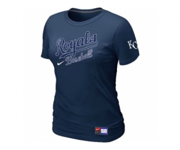 Women MLB Kansas City Royals D.Blue Nike Short Sleeve Practice T-Shirt