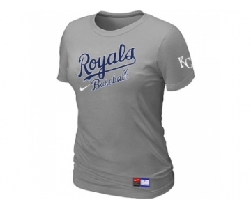 Women MLB Kansas City Royals L.Grey Nike Short Sleeve Practice T-Shirt