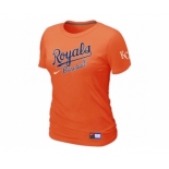 Women MLB Kansas City Royals Orange Nike Short Sleeve Practice T-Shirt