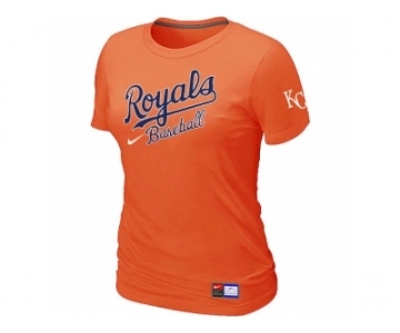 Women MLB Kansas City Royals Orange Nike Short Sleeve Practice T-Shirt