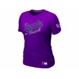 Women MLB Kansas City Royals Purple Nike Short Sleeve Practice T-Shirt