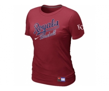 Women MLB Kansas City Royals Red Nike Short Sleeve Practice T-Shirt