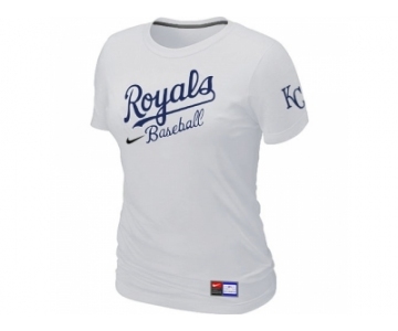 Women MLB Kansas City Royals White Nike Short Sleeve Practice T-Shirt