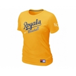 Women MLB Kansas City Royals Yellow Nike Short Sleeve Practice T-Shirt