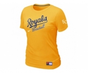 Women MLB Kansas City Royals Yellow Nike Short Sleeve Practice T-Shirt