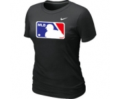 Women MLB Logo Heathered Nike Black Blended T-Shirt