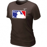 Women MLB Logo Heathered Nike Brown Blended T-Shirt