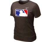 Women MLB Logo Heathered Nike Brown Blended T-Shirt