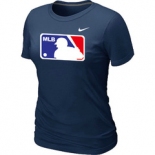 Women MLB Logo Heathered Nike D.Blue Blended T-Shirt