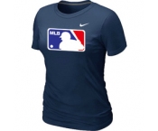 Women MLB Logo Heathered Nike D.Blue Blended T-Shirt