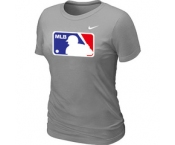 Women MLB Logo Heathered Nike L.Grey Blended T-Shirt