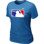 Women MLB Logo Heathered Nike L.blue Blended T-Shirt