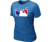 Women MLB Logo Heathered Nike L.blue Blended T-Shirt