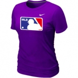 Women MLB Logo Heathered Nike Purple Blended T-Shirt