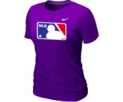 Women MLB Logo Heathered Nike Purple Blended T-Shirt