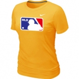 Women MLB Logo Heathered Nike Yellow Blended T-Shirt