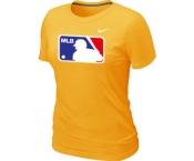 Women MLB Logo Heathered Nike Yellow Blended T-Shirt