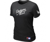 Women MLB Los Angeles Dodgers Nike Black Short Sleeve Practice T-Shirt